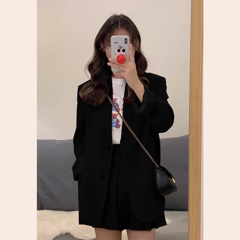 UNXX 여성용 싱글 브레스트 재킷, 한국 루즈 긴팔 세트 코트, 용수철 아우터, 가을 패션, 2024 신상