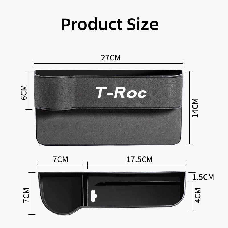 Car Seat Crevice Gaps Storage Box Seat Organizer Gap Slit Filler Holder For T-Roc TRoc Car Slit Pocket Storag Box