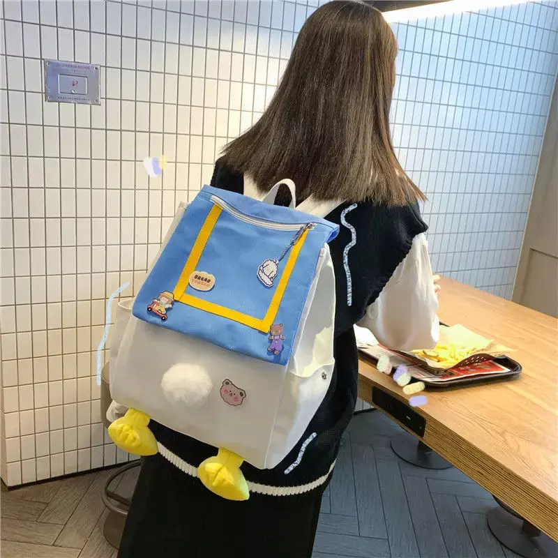 MINISO's New Cartoon Anime Donald Duck Butt Children's Backpack Canvas Bag Student Backpack