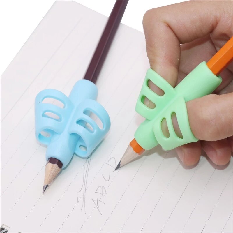 3 قطعة الأطفال الكتابة قلم رصاص وقلم وجاف حامل الاطفال تعلم ممارسة قلم من السيليكون المعونة الموقف تصحيح جهاز للطلاب