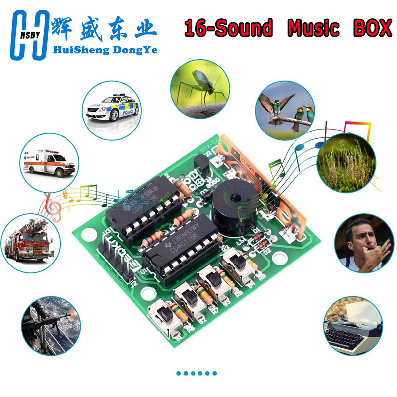 16 музыкальных звуковых боксов, 16 плат, 16-тоновый электронный модуль, набор «сделай сам», детали, компоненты, паяльная практика, Обучающие наборы для Arduino