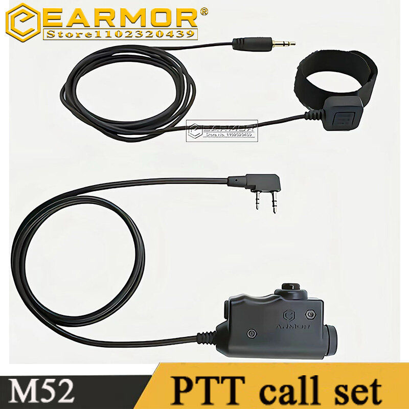 EARMOR M52 adaptor PTT militer, Headset taktis PTT Kenwood Midland Diperpanjang tombol jari Kombo berburu peralatan taktis