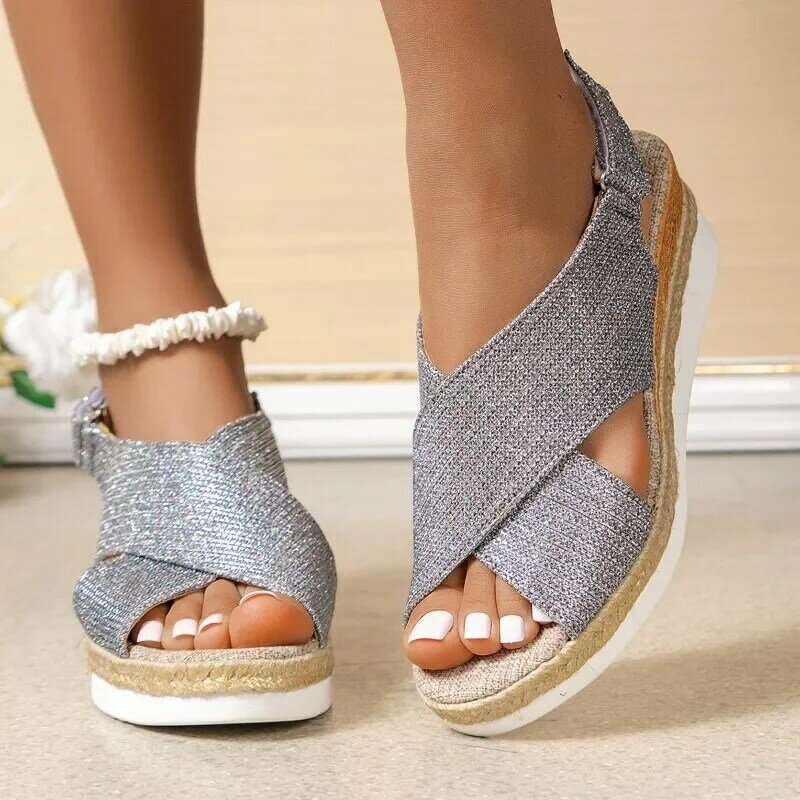 2024 estate nuovi sandali con zeppa femminile bocca di pesce sciolto Set sandali con plateau per piedi