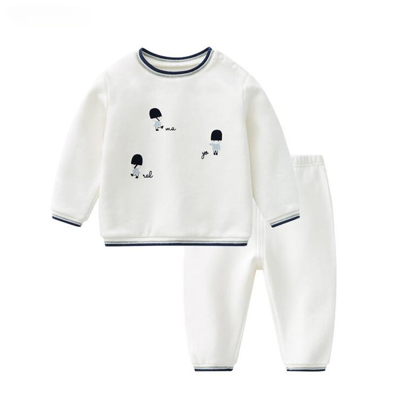 2023 autunno inverno neonato Top e Bottom Set per neonati bambini soldato bianco stampato cotone + pantaloni lunghi abiti per bambini