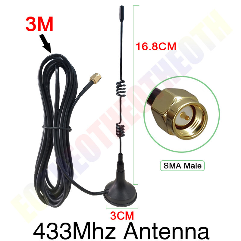 EOTH 1 2PCS 433mhz Antenna SMA Male female 12dbi HIGH-Gain IOT antena magnetic base Sucker  3 meters extension cable