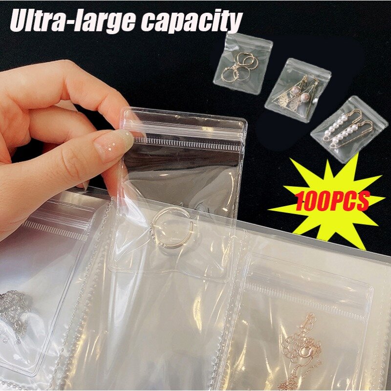 Tas penyimpanan perhiasan anti-oksidasi tahan debu transparan ultra-kapasitas besar Album tas plastik kecil untuk aksesori perhiasan wanita