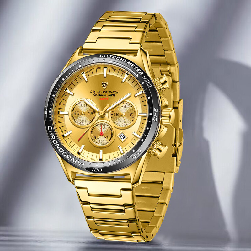 LIGE 남성용 럭셔리 시계, 오리지널 하이 퀄리티 남자 쿼츠 손목시계, 방수 독특한 디자인