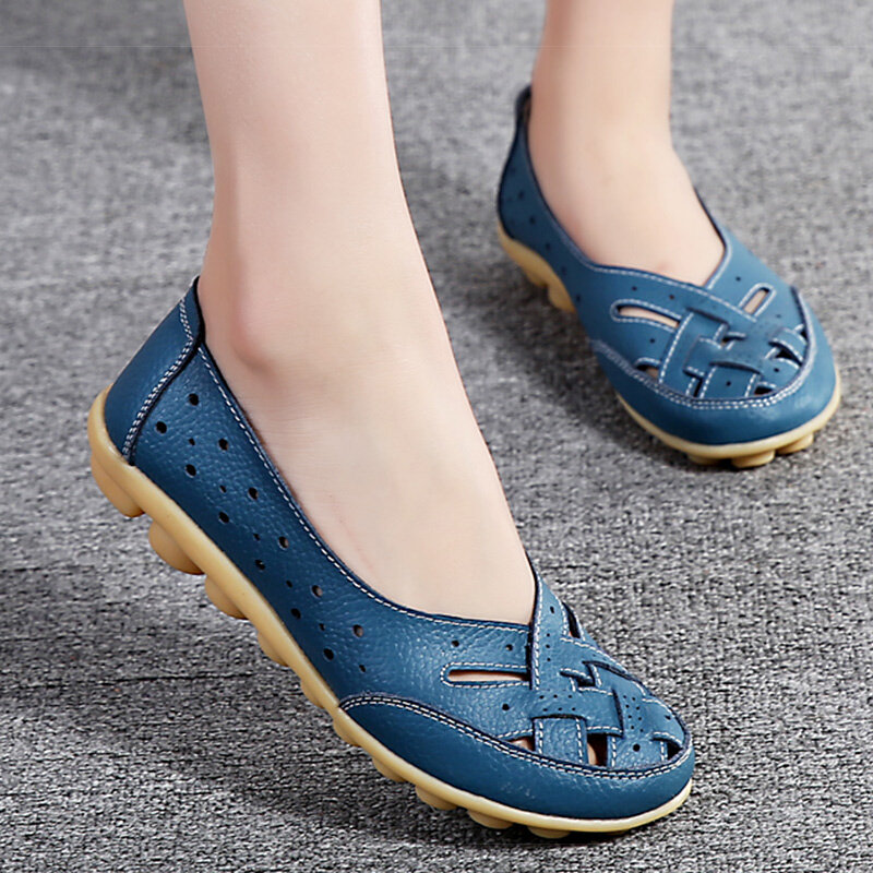 Women Flat Shoes 2023 New Breathable Leather Shoes For Women Loafers Soft Leather Flats Shoes Female Casual Zapatos Para Mujeres