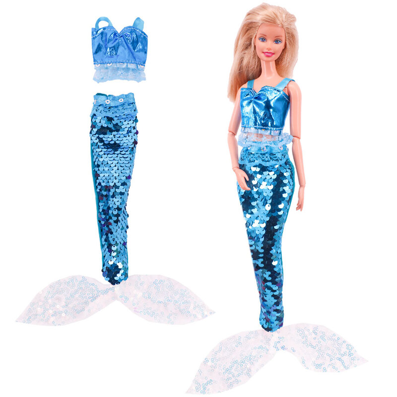 Puppe blaue Kleidung, Mode Mantel, Hose, Kleid, Meerjungfrau Kleidung, geeignete 30cm bjd Puppe und 11,5 Zoll Puppen, Geschenk, Mädchen Puppe Zubehör