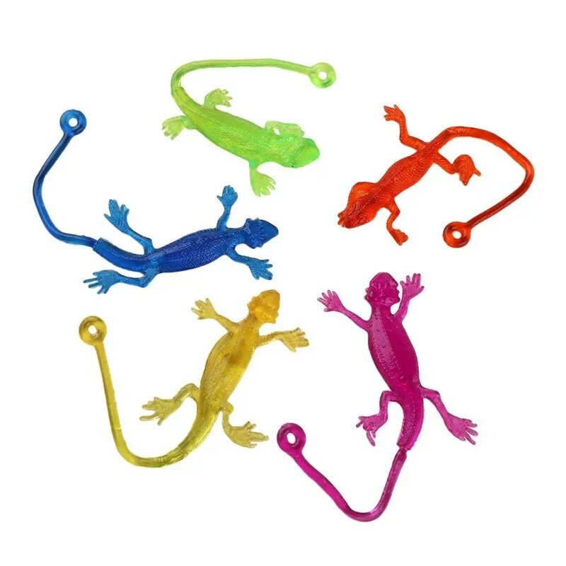 5Pcs Creative Novelty Sticky Lizard Animals Retractable Viscous High Elastic Rubber Rebound Children Funny Stress Relief Toys