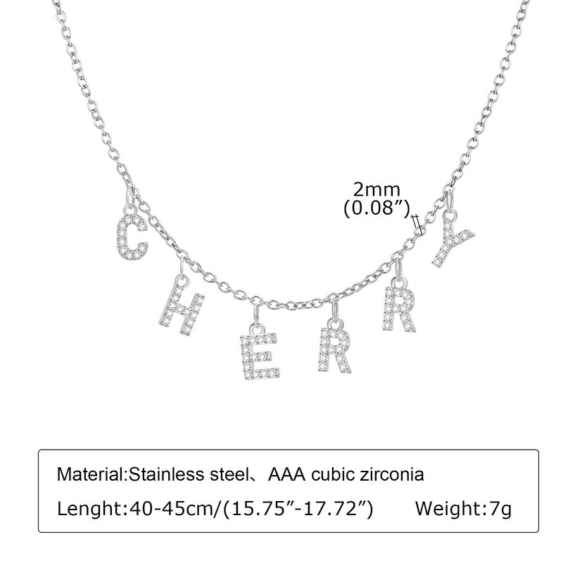 女性のための最初の名前でカスタマイズ可能なネックレス,文字の形をしたチャーム,調整可能なステンレス鋼のチェーンリンク