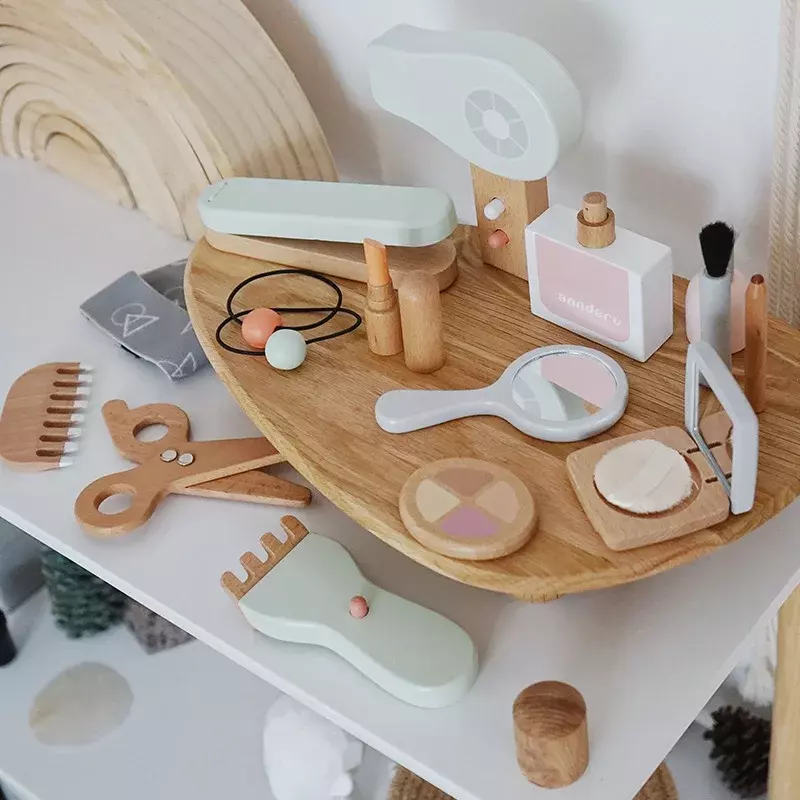 Nieuwe Kinderen Houten Simulatie Make-Up Speelgoed Set Montessori Onderwijs Speelhuis Cosmetische Case Game Meisje Beauty Bag Kids Gift