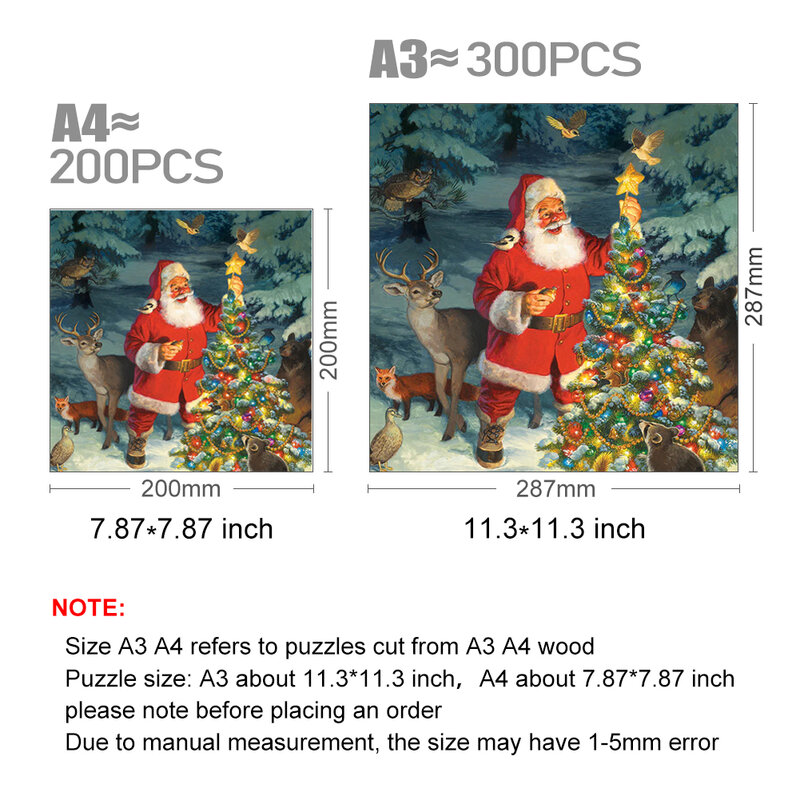 Santa's Tree Wooden Jigsaw Puzzle Animal Christmas Toy Wood Puzzles Entertaining Games For Children Christmas Gift 3D Puzzle