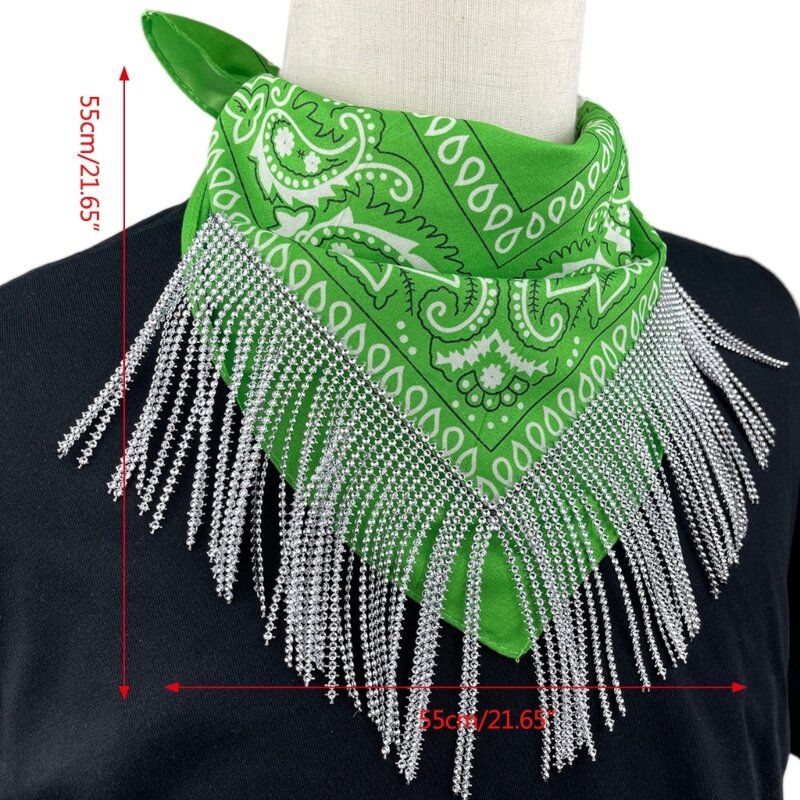 Colorful Shinning Fringe Bandana Woman Tassel Triangle-Scarf Versatile Fashion Headscarf Hiphop Bandana 10CF
