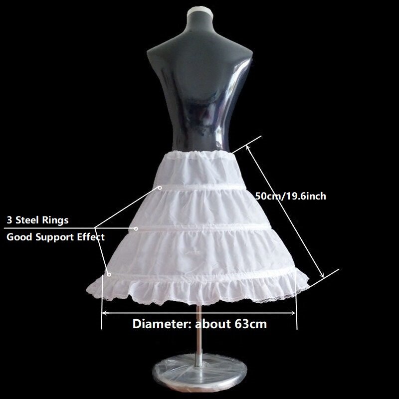 تنورة الأميرة للأطفال ، فستان زفاف بيتيكوات ، كرينولين ، إناغوا ، يشم ، ارتفاع 57 ، حلقة فولاذية 3