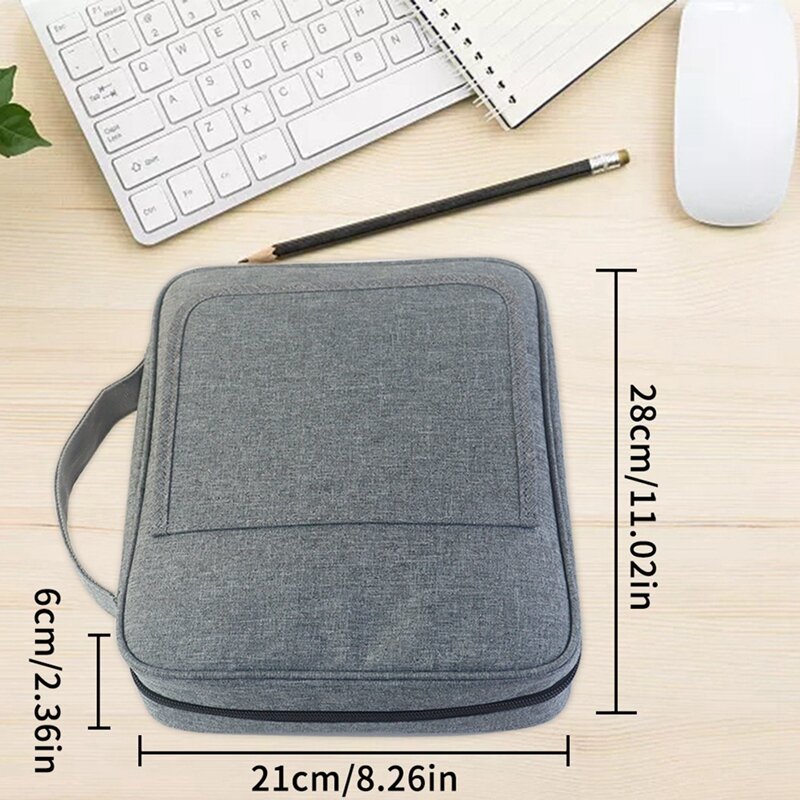 1 Piece Gray High Quality Men's Canvas Book Cover Book Storage Bag Case With Handle