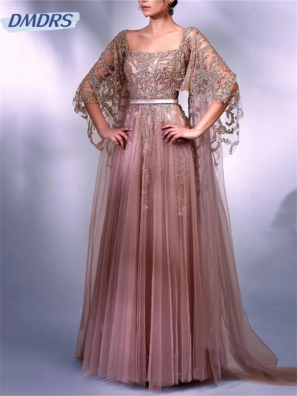 Elegante Spitze A-Linie Ballkleid 2024 glänzende Abendkleider anmutige tiefe V-Ausschnitt boden lange Kleider vestidos de novia