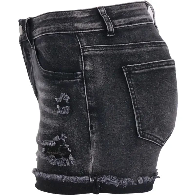 Женские винтажные брюки с высокой талией, брюки с разбитыми дырками, женские Мини-джинсы, трендовая уличная одежда 24