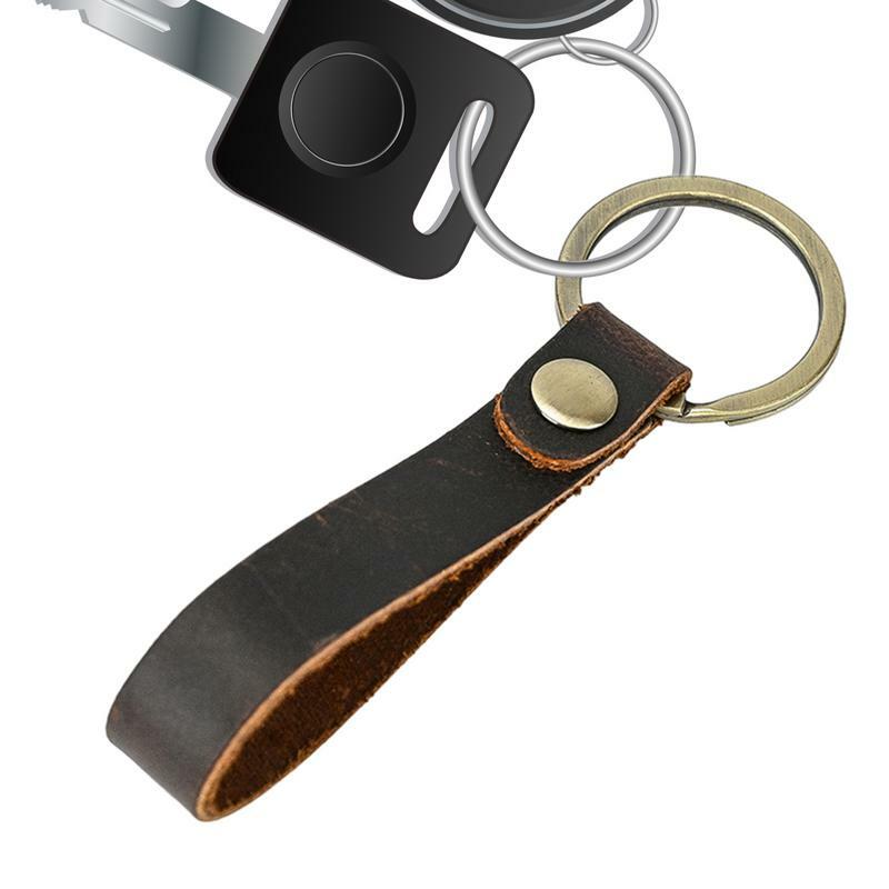 Kunci mobil rantai kulit PU gantungan kunci Retro gantungan kunci portabel untuk ponsel tas sekolah Dompet
