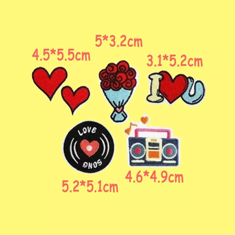 발렌타인 자수 패치, DIY 로맨틱 러브 로즈 천 스티커, 아플리케 배지, 가용 패치 가방, 모자 액세서리, 커플용