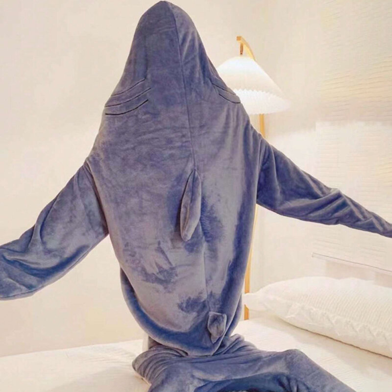 Koc rekina pluszowy śliczny kombinezon komplet piżamy przebranie na karnawał flanelowy różowy niebieski śpiwór do tańca Otaku dla dorosłych dzieci