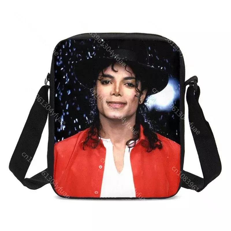 Bolso cruzado con estampado 3D de Michael Jackson para niños y niños, bandolera pequeña para la espalda al colegio