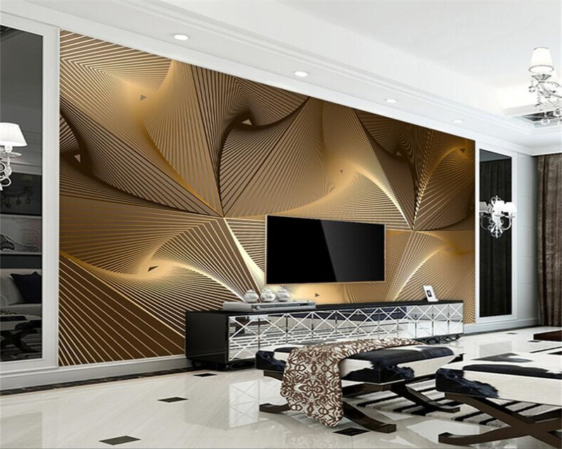 Beibehang-papel de parede de fundo preto e branco para sala e quarto, design abstrato de onda geométrica