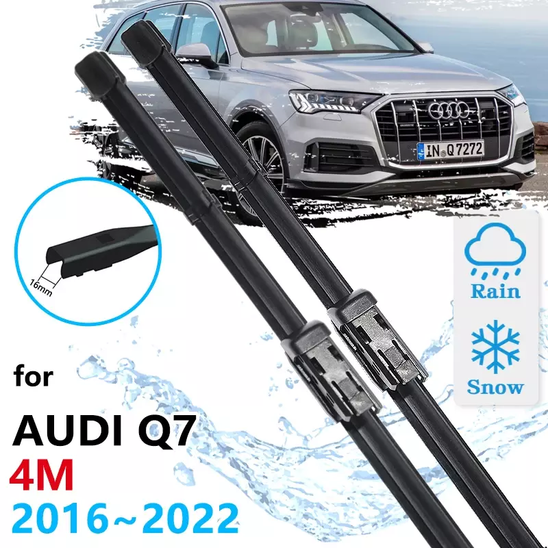 Untuk Audi Q7 4M 2016 2017 2018 2019 2020 2021 Sline pembersih kaca depan Aksesori kaca depan mobil otomatis bilah Wiper depan