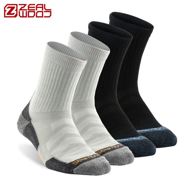 ZEALWOOD Running Cotton Socks Antibacterial Moisture Wicking Breathable Men's Women's Socks Cushion No Show/Crew Hiking 4 Pairs
