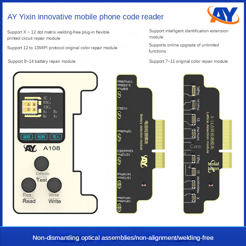 AY108 True Tone Dot Matrix Projector Repair Programmer For iPhone 8-14 Pro MAX Face ID/Battery FPC Flex Cable Read/Write Tool