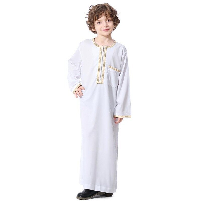 Bambini musulmani Abaya Jubba Thobe Boy abito lungo islamico Ramadan bambini caftano Robe Dubai arabo caftano Arabia saudita servizio di culto