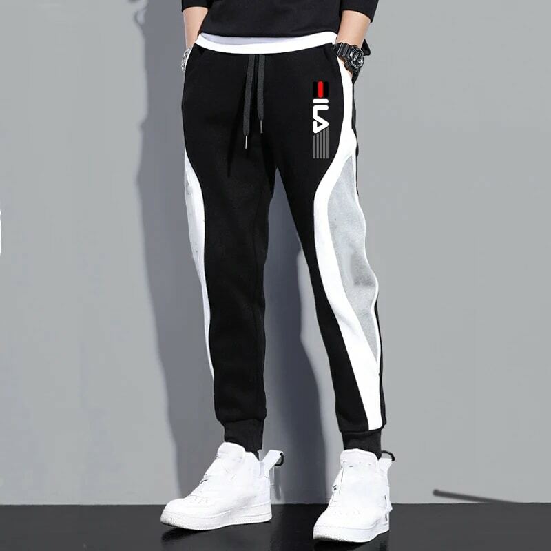 Calça de jogger solta masculina com bolso, calça esportiva casual, roupas de streetwear masculinas, moda outono