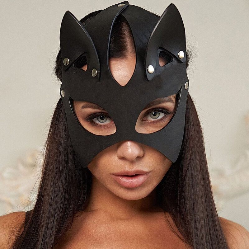 Erotic Sexy Leather Cat Mask Cosplay Face Christmas Halloween Party Cosplay Mask Masquerade Ball Fancy Masks Sex Toys For Women