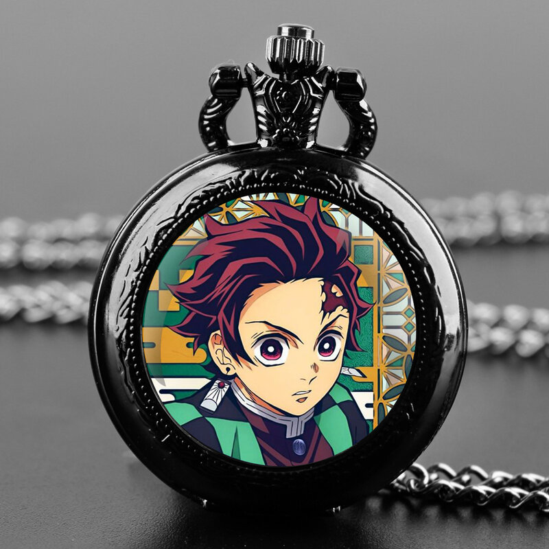 Anime Jujutsu Kaisen Demon Slayer kwarcowy zegarek kieszonkowy męski naszyjnik damski z wisiorkiem łańcuszek charms zegarek biżuteria prezenty