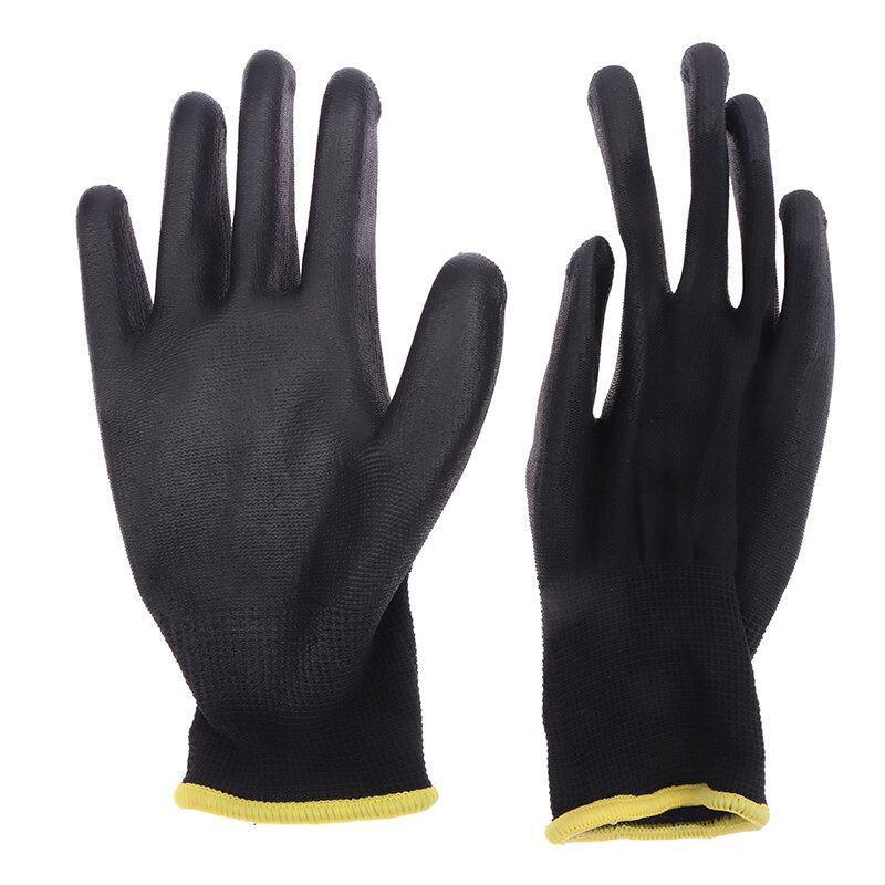 1Pair Safety Work Anti-Static Gloves PU Coated Palm Gloves Unisex Breathable Anti-Slip Repair Gloves Carpenters Supplies