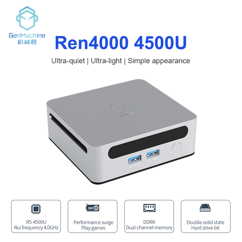 Mini PC Ren4000, 4500U, 1500MHz, GPU, AMD Ryzen 5 4500U, Windows 10 11, DDR4, Assinatura 64GB, 3200MHz RAM, WiFi6, NUC, Novo, 2022