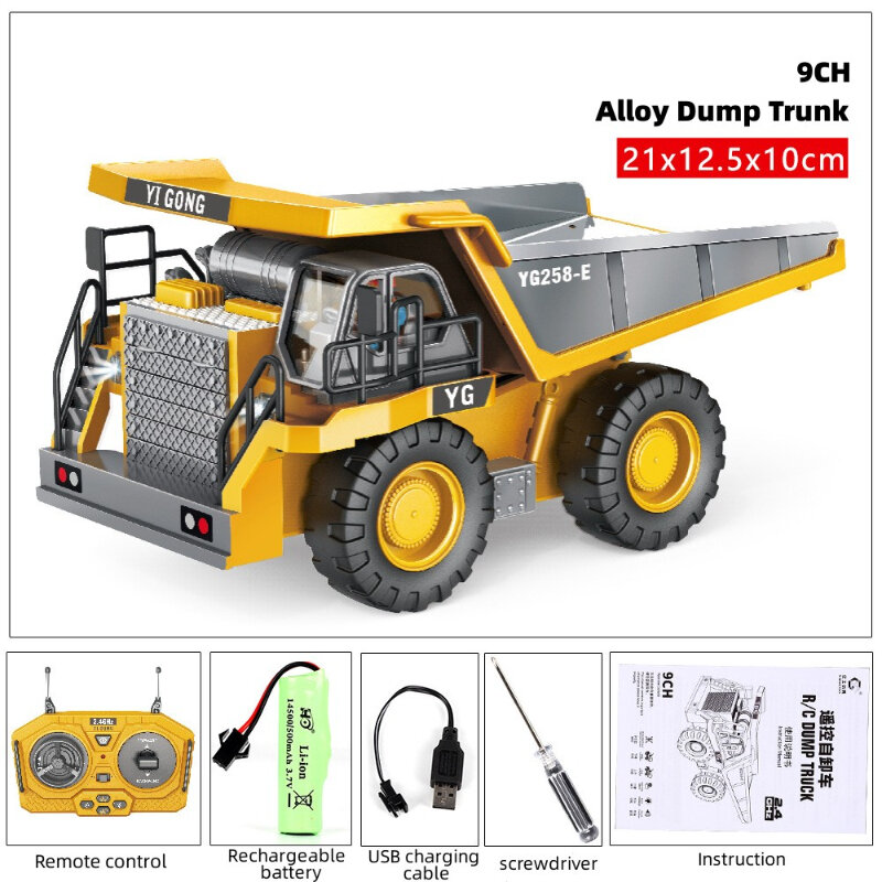Remote Control Excavator Bulldozer Dump Truck Rc Car Toys Electric Engineering 2.4g High-Tech Vehicle Model Toys For Kids Gifts