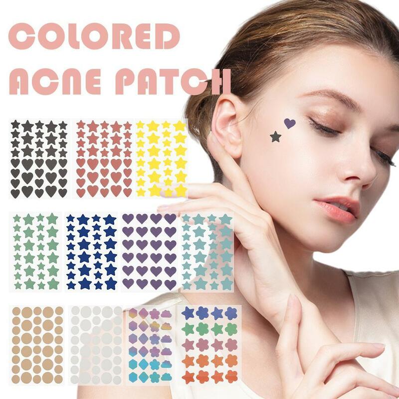 Patches coloridos da acne para cuidados com a pele, estrela bonito, coração em forma, adesivo do tratamento da acne, ocultador, tampa invisível da espinha, 20-36 contagens