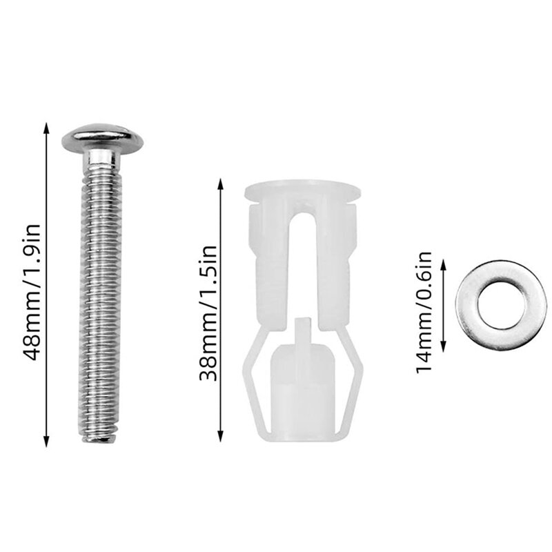 4X Toilet Seat Screws And Toilet Lid Screws Stainless Steel Top Fixing Hinges Screws, For Toilet Seat Replacement Parts