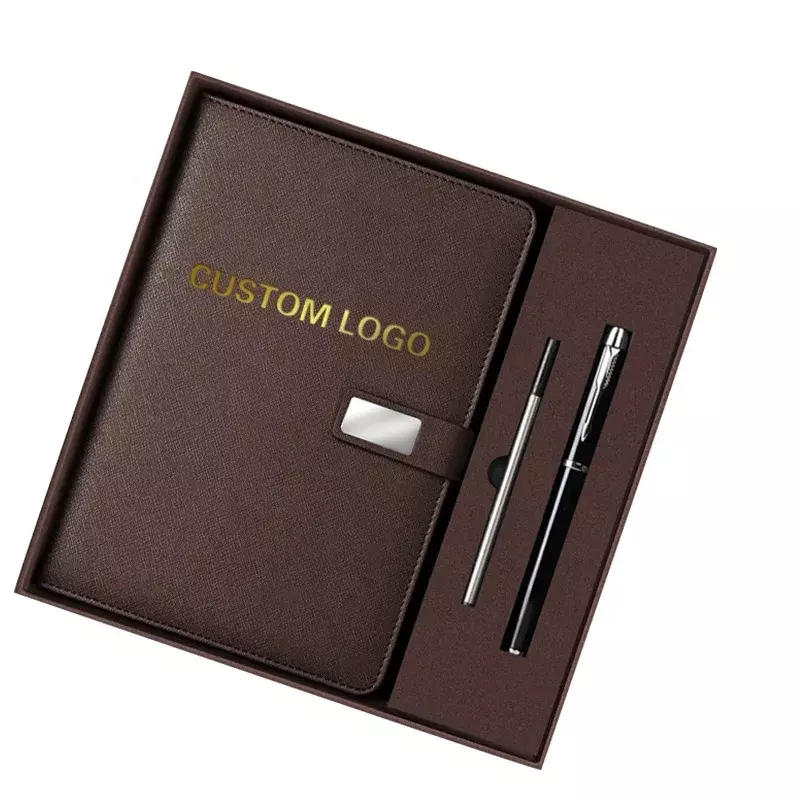 Kunden spezifisches Produkt. Werbe geschenke für Ärzte benutzer definiertes Logo a5 Format pu veganes Leder Journal Notizbuch mit Stift
