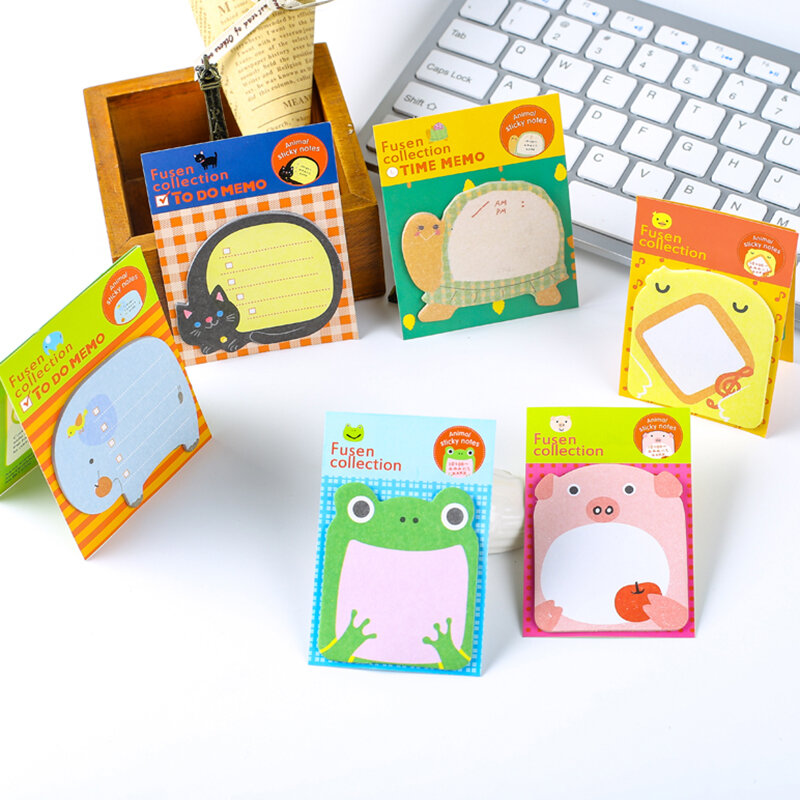 20 prześcieradeł śliczna kartki samoprzylepne Kawaii notatniki żaba świnia Panda kot żółw królik słoń pocztowa notatniki dla dzieci