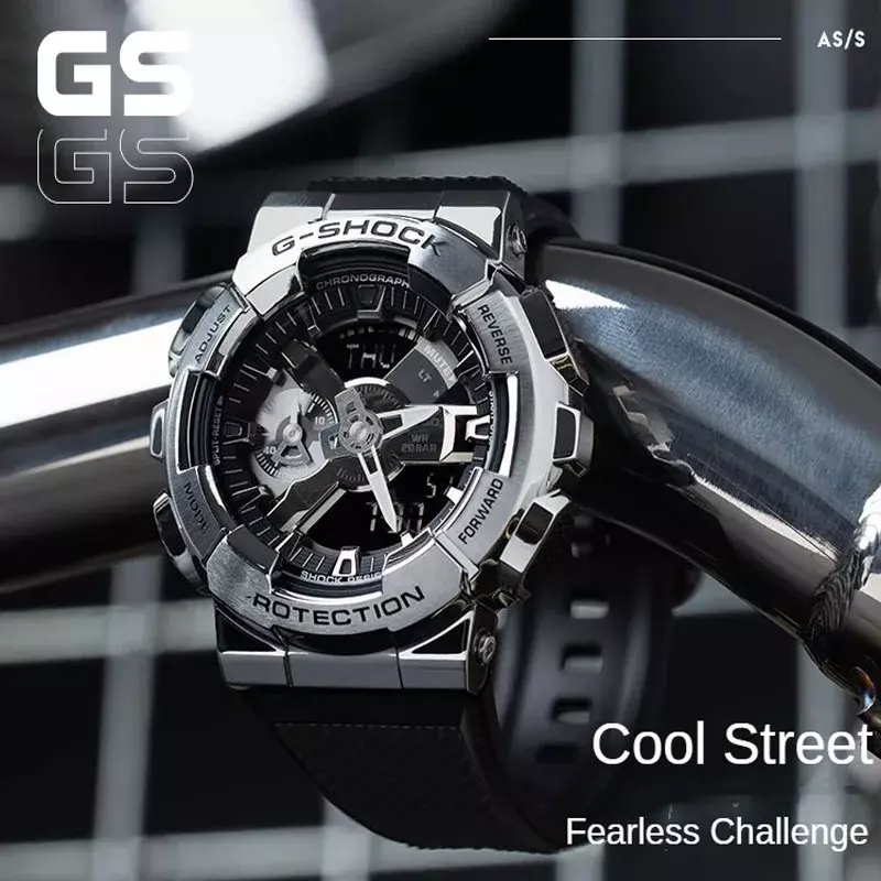 G-SHOCK 시계 GM-110 남성용 캐주얼 패션 다기능 스포츠 방수 및 충격 방지 LED 듀얼 디스플레이 쿼츠 시계