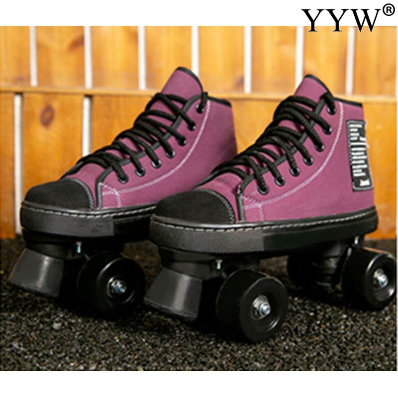 Roller Skate Shoes 4 Wheel Sneakers Youth Child Beginner Men And Women Roller Skating Shoes Yellow Green Color Sport Shoes Gift