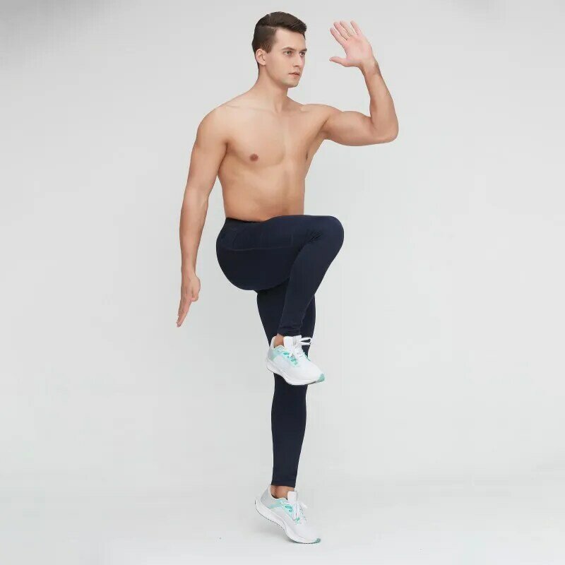 Pantaloni sportivi a compressione da uomo Leggings da corsa Quick Dry Fitness Gym collant allenamento pantaloni da allenamento pantaloni sportivi con tasca con cerniera