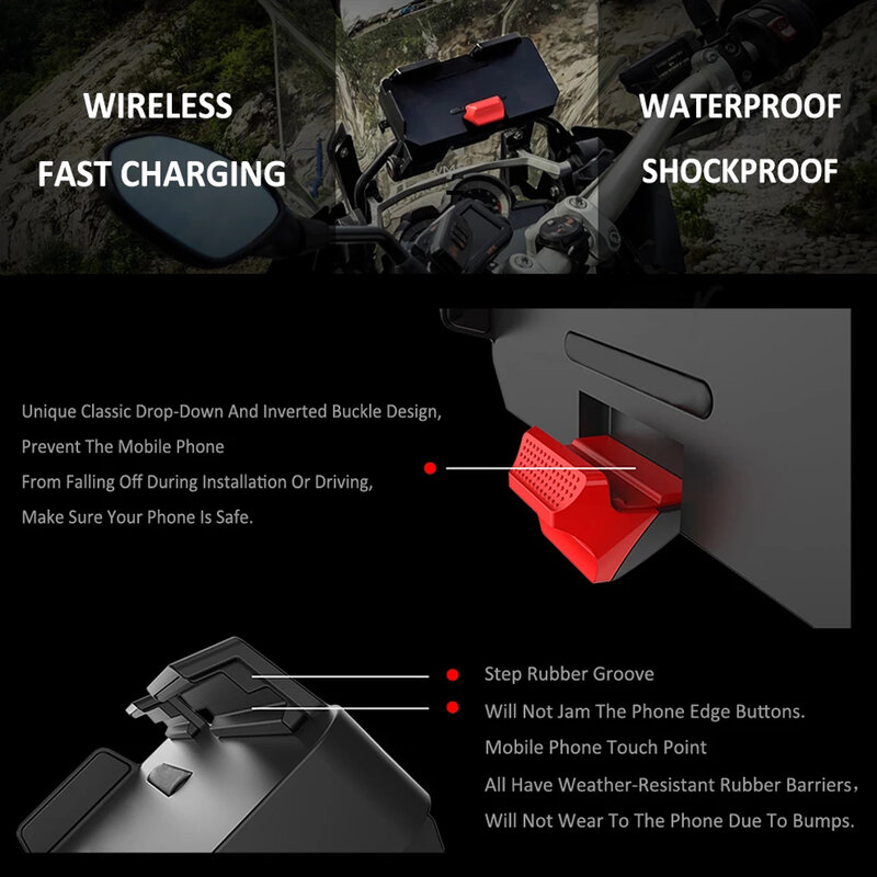 For BMW R1250GS ADV Wireless Charge Mobile Phone Navigation Bracket R 1250 GS R1250 GS Motorcycle Wireless Charging R1200GS ADV