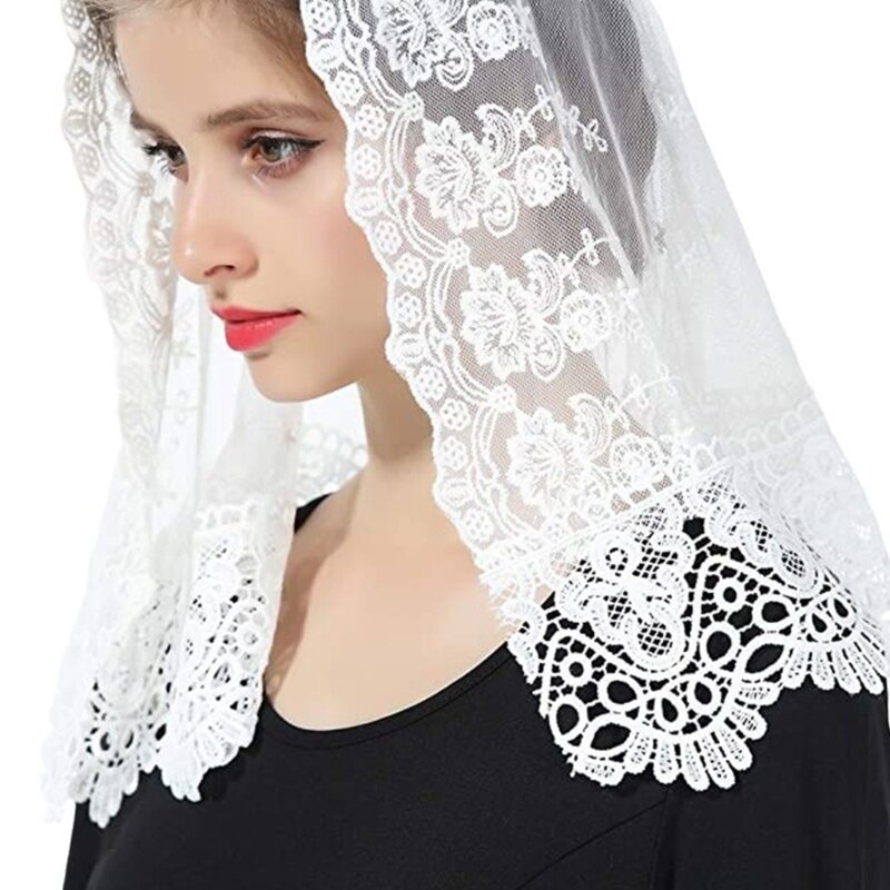 Woman Floral Pattern Lightweight Scarfs Large Lace Headscarf Sunproof for Summer