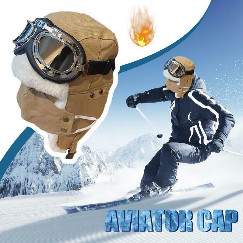 Topi Pilot pria, topi Pilot musim dingin, kostum sayap telinga, kostum penerbangan, topi musim dingin multifungsi, topi Pilot dan kacamata St