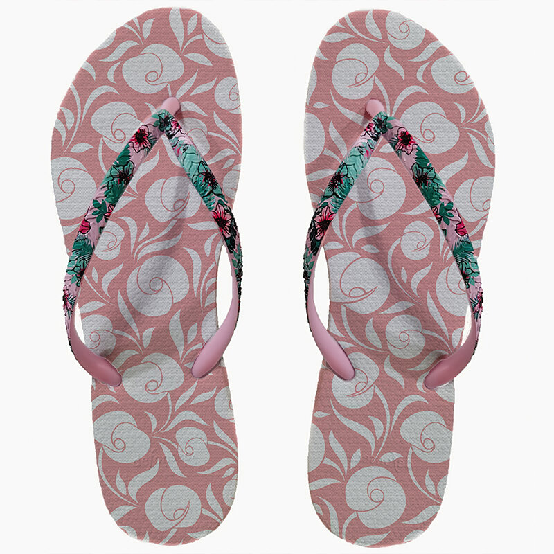 Flip-Flops Schoenplaatjes Voor Dames Antislip Comfortabele Rubberen Douche Thuis Binnen Buiten Met Platte Bloemenprint Strandslippers