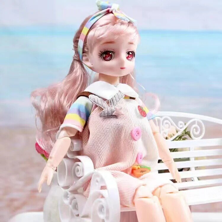 Kawaii BJD Butter Girl, 6 points, Joint Mobile Butter with Fashion Clothes, Soft Hair fur s Up, Birthday Gift Toys, New Butter, 30cm
