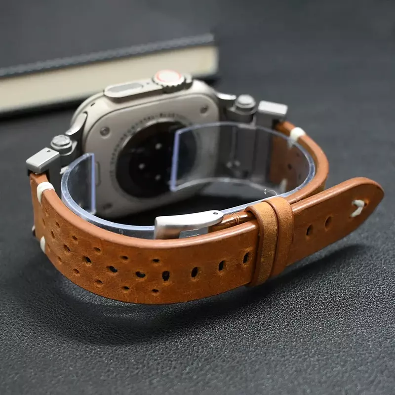 Genuine Leather Band for Apple Watch Ultra 2 49mm Series 9 8 7 45mm Correa Strap for iWatch 6 5 4 Se 3 44mm 42mm ultra Bracelet